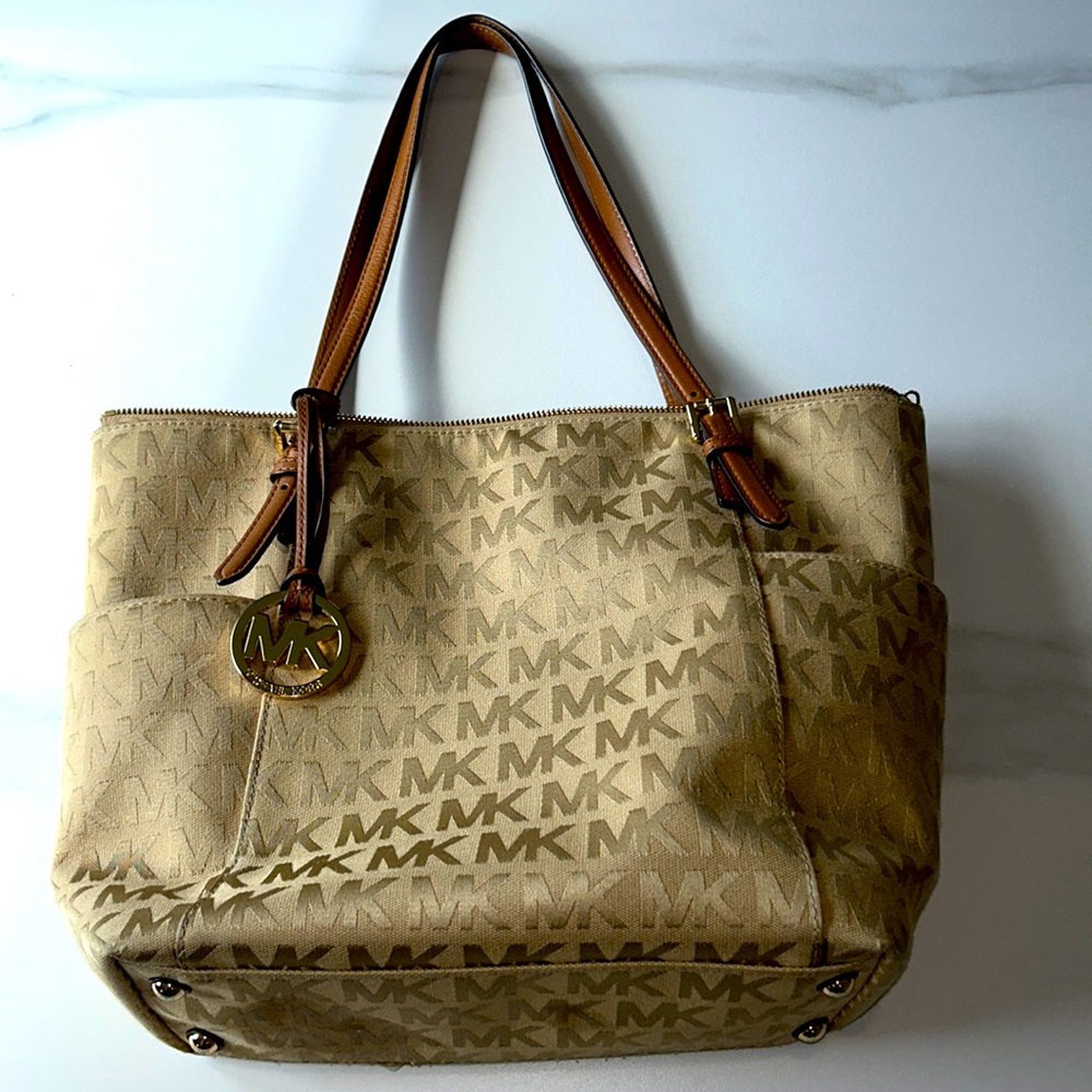 MICHAEL Michael Kors Beige and Brown Shoulder Bag